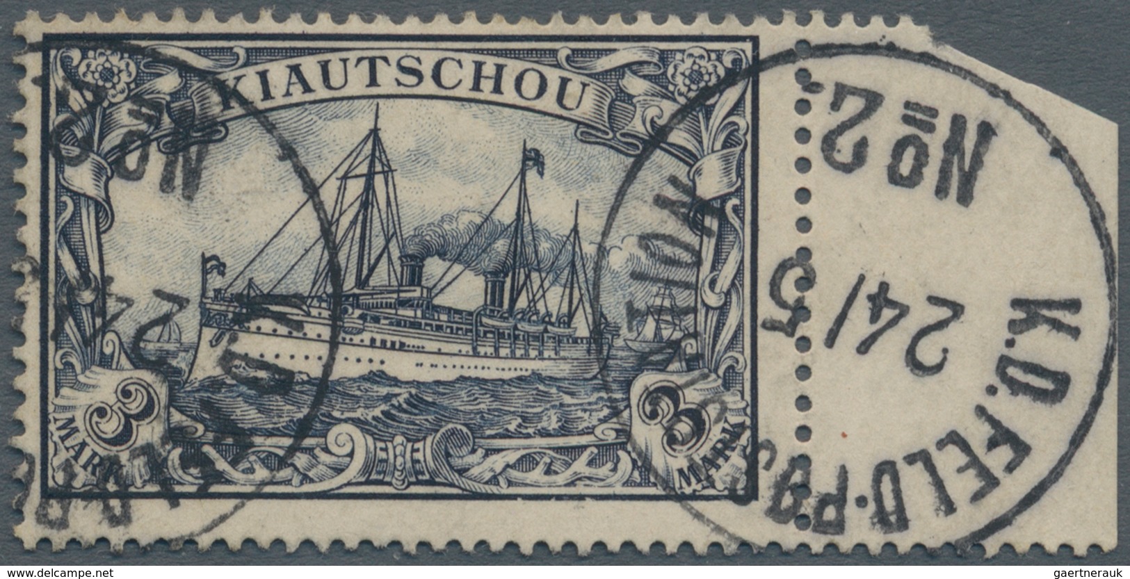 Deutsche Post In China: 1900, Petschili Kiautschou 3 Mark Schiffszeichnung Vom Rechten Bogenrand, Kl - Deutsche Post In China