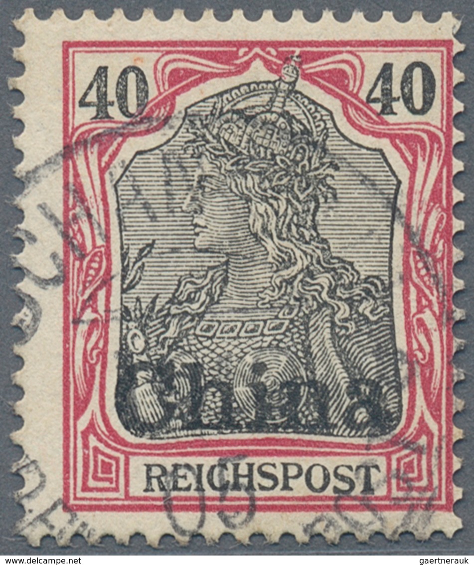 Deutsche Post In China: 1901, 40 Pf Karmin/schwarz Aufdruckwert Mit PLATTENFEHLER "OST Von Reichspos - Chine (bureaux)