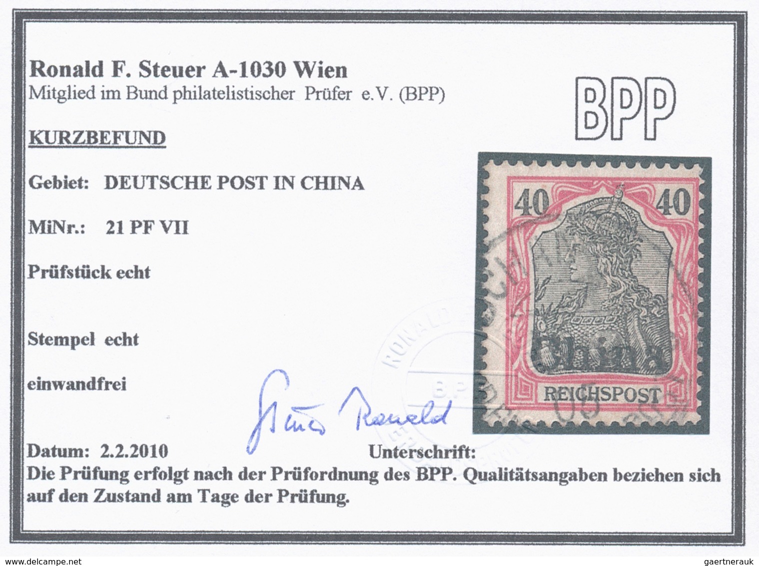 Deutsche Post In China: 1901, 40 Pf Karmin/schwarz Aufdruckwert Mit PLATTENFEHLER "OST Von Reichspos - Chine (bureaux)