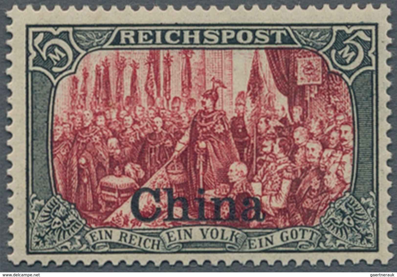 Deutsche Post In China: 1901, 5 Mark Aufdruckwert Type I Ungebraucht Mit Leichter Falzspur, Tadellos - Chine (bureaux)