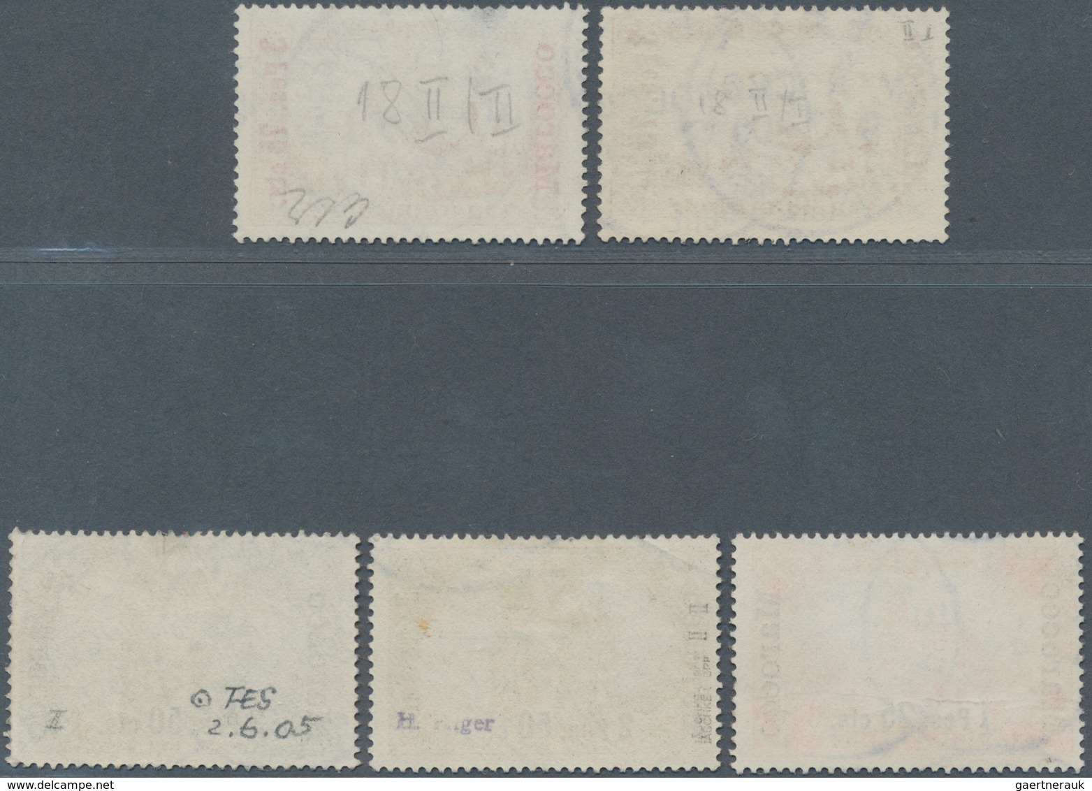 Deutsche Post In Marokko: 1903/1905. Lot Von 5 Aufdruckwerten, Sauber Gestempelt, Mi-Nrn 16II, 17II/ - Deutsche Post In Marokko