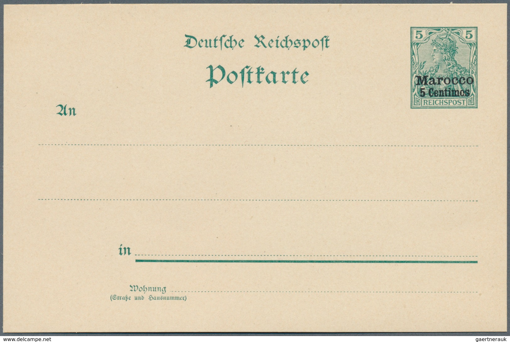 Deutsche Post In Marokko - Ganzsachen: 1902 Aufdruck-Probedrucke Aufdruck "Marocco" Und Wertangabe M - Maroc (bureaux)