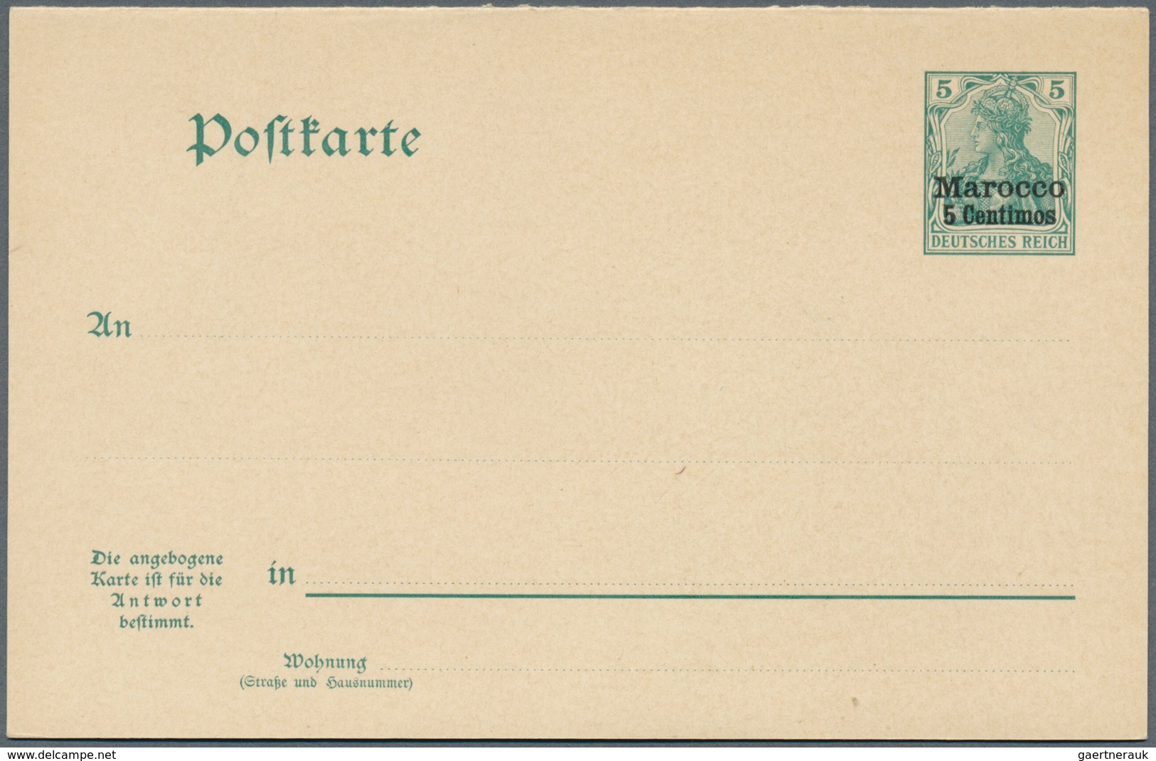 Deutsche Post In Marokko - Ganzsachen: 1902 Essay Für Inlands-Doppelkarte Mit Aufdruck - Probedruck - Morocco (offices)