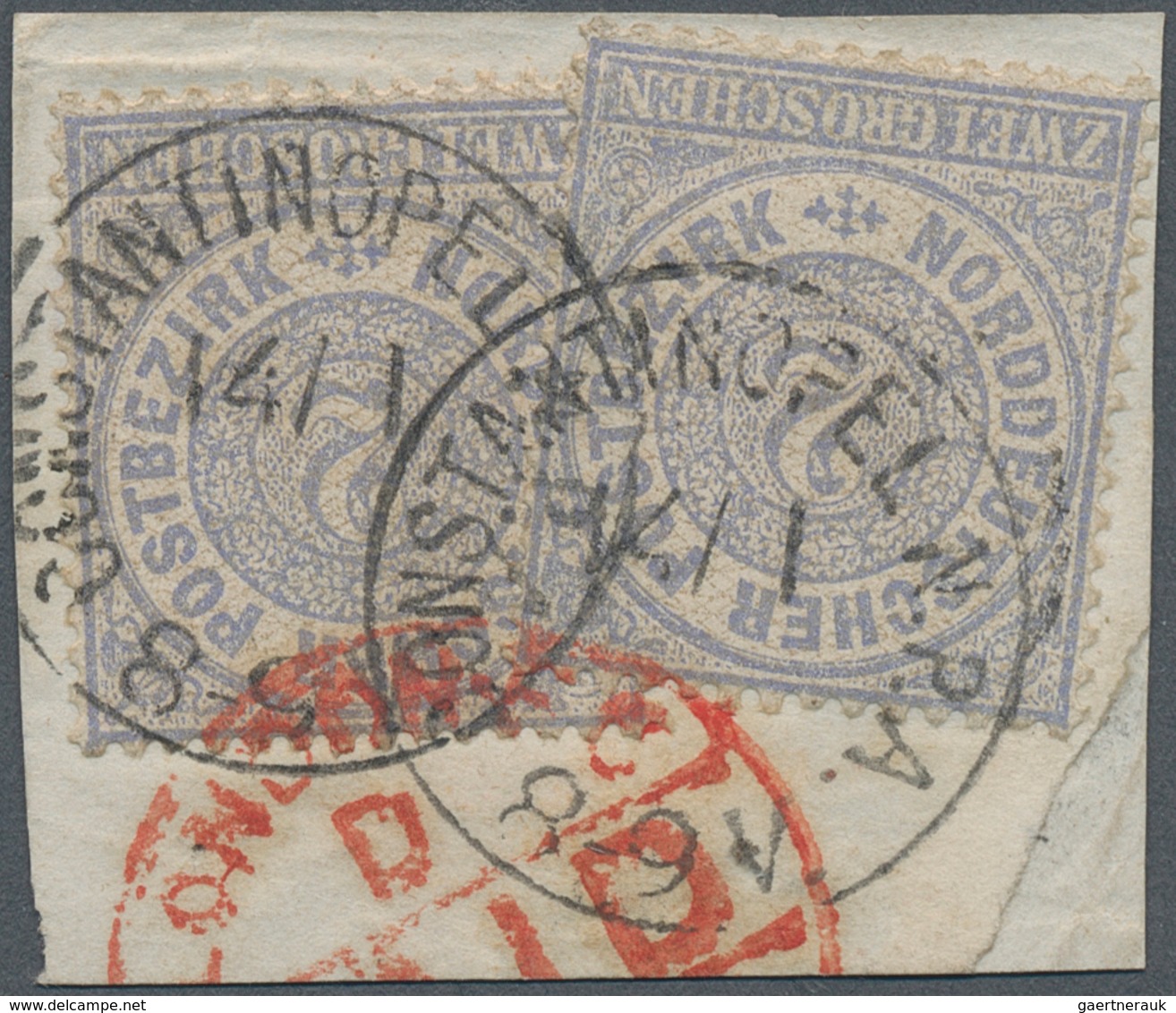 Deutsche Post In Der Türkei - Vorläufer: 1871, Norddeutscher Postbezirk 2 Gr. Lebhaftgraublau, Zwei - Turkey (offices)