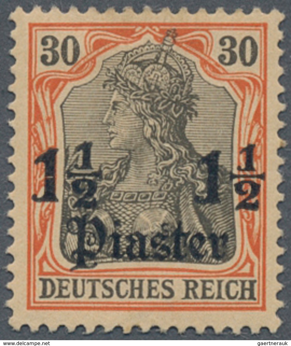 Deutsche Post In Der Türkei: 1905, 1 1/2 Pia Auf 30 Pf Germania Mit AUFDRUCKFEHLER "große 1 Waager. - Turkey (offices)