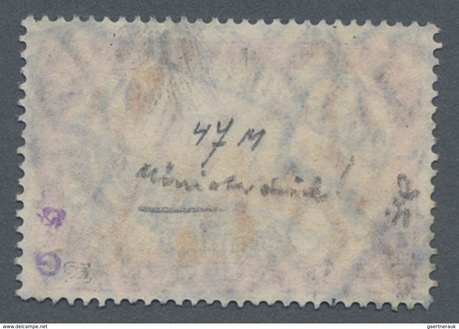 Deutsche Post In Der Türkei: 1913 (4.11.), Sogen. "Ministerdruck" (25 Piaster Auf 5 Mark Mit Stempel - Turkey (offices)