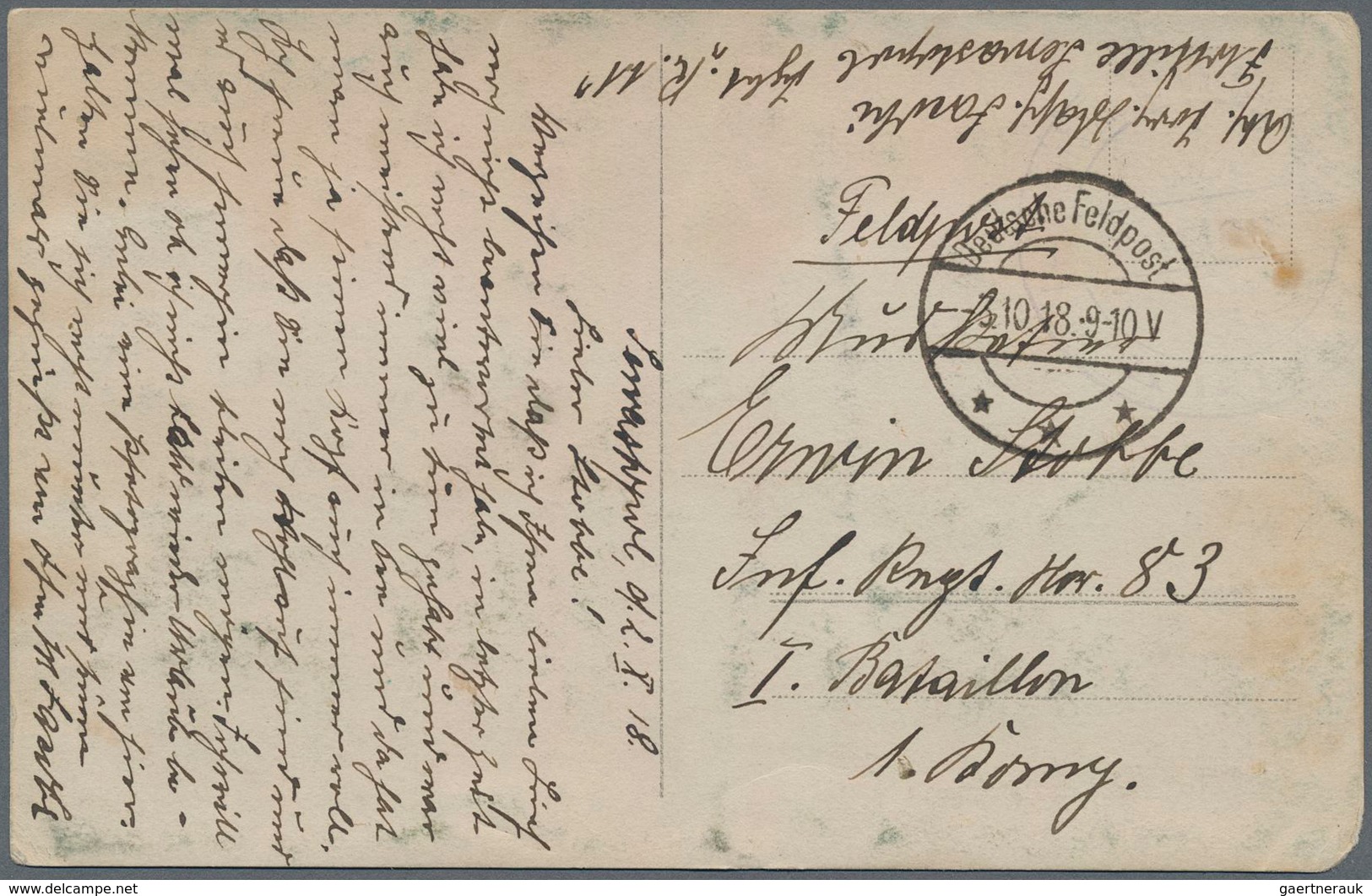 Deutsche Post In Der Türkei - Stempel: 1918 (3.10.), Tarnstempel "Deutsche Feldpost***" (Dt. Feldpos - Deutsche Post In Der Türkei