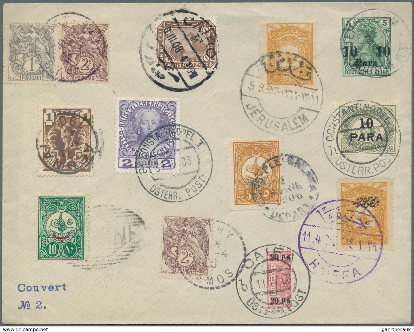 Deutsche Post In Der Türkei - Besonderheiten: 1908, Ganzsachenumschlag 10 Para Auf 5 Pfg. Germania A - Turquie (bureaux)