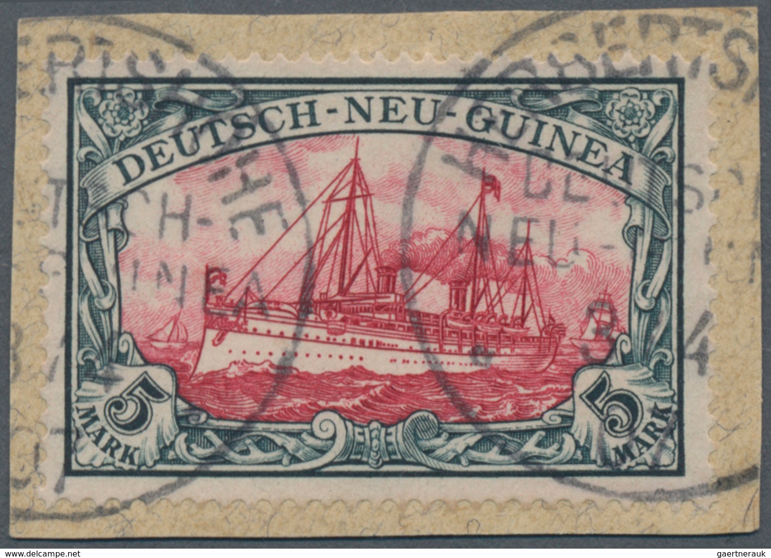 Deutsch-Neuguinea: 1900, 5 M. Kaiseryacht Ohne Wasszeichen Mit Stempel "HERBERTSHÖHE DNG 3.4.07" Auf - Deutsch-Neuguinea