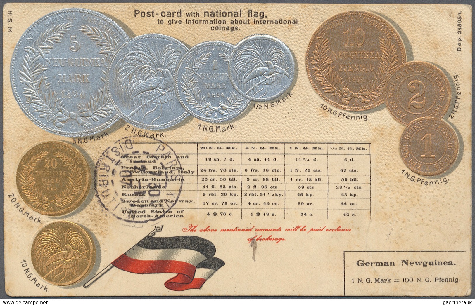 Deutsch-Neuguinea: 1907: Eingeschriebene Ansichtskarte (Münzen Von Deutsch-Neuguinea) Von Simpsonhaf - Deutsch-Neuguinea