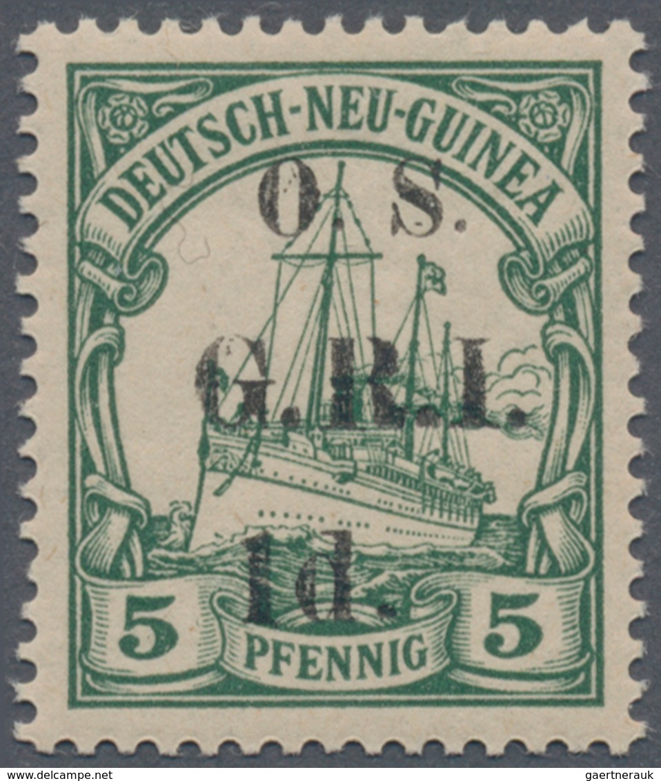Deutsch-Neuguinea - Britische Besetzung - Dienstmarken: 1914, 1 D. Auf 5 Pfg. Dienstmarke, Postfrisc - Nouvelle-Guinée