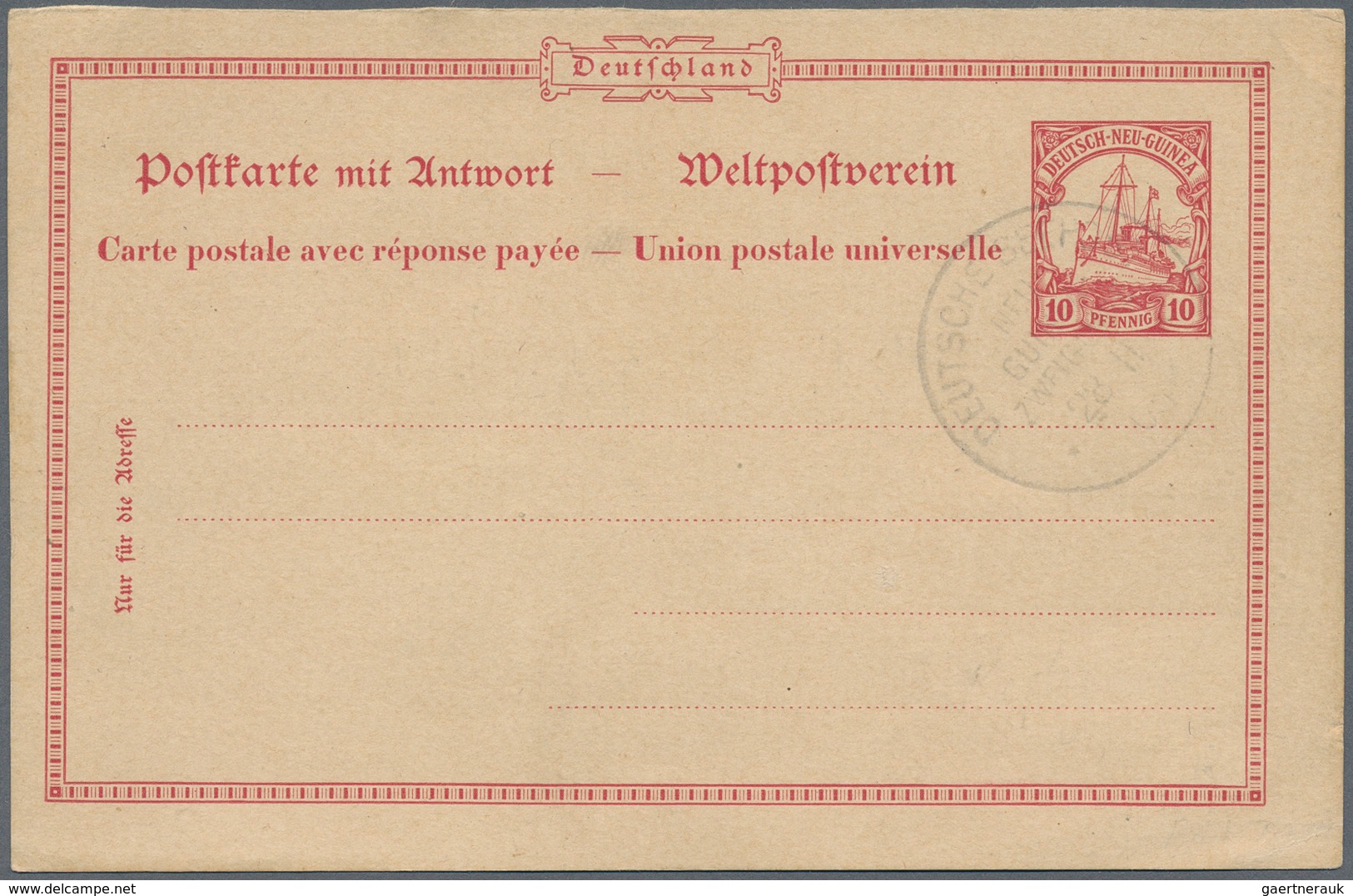 Deutsch-Neuguinea - Stempel: 1905 (18.11.), "DEUTSCHE SEEPOST NEU-GUINEA-ZWEIGLINIE B" (Dampfer "Pri - Nouvelle-Guinée