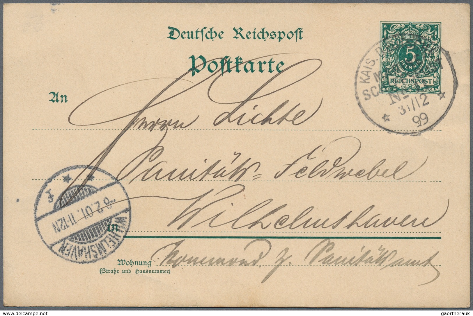 Deutsch-Neuguinea - Besonderheiten: 1899 (31.12.), "KAIS.DEUTSCHE MARINE-SCHIFFSPOST No.11" (= Aus " - Deutsch-Neuguinea