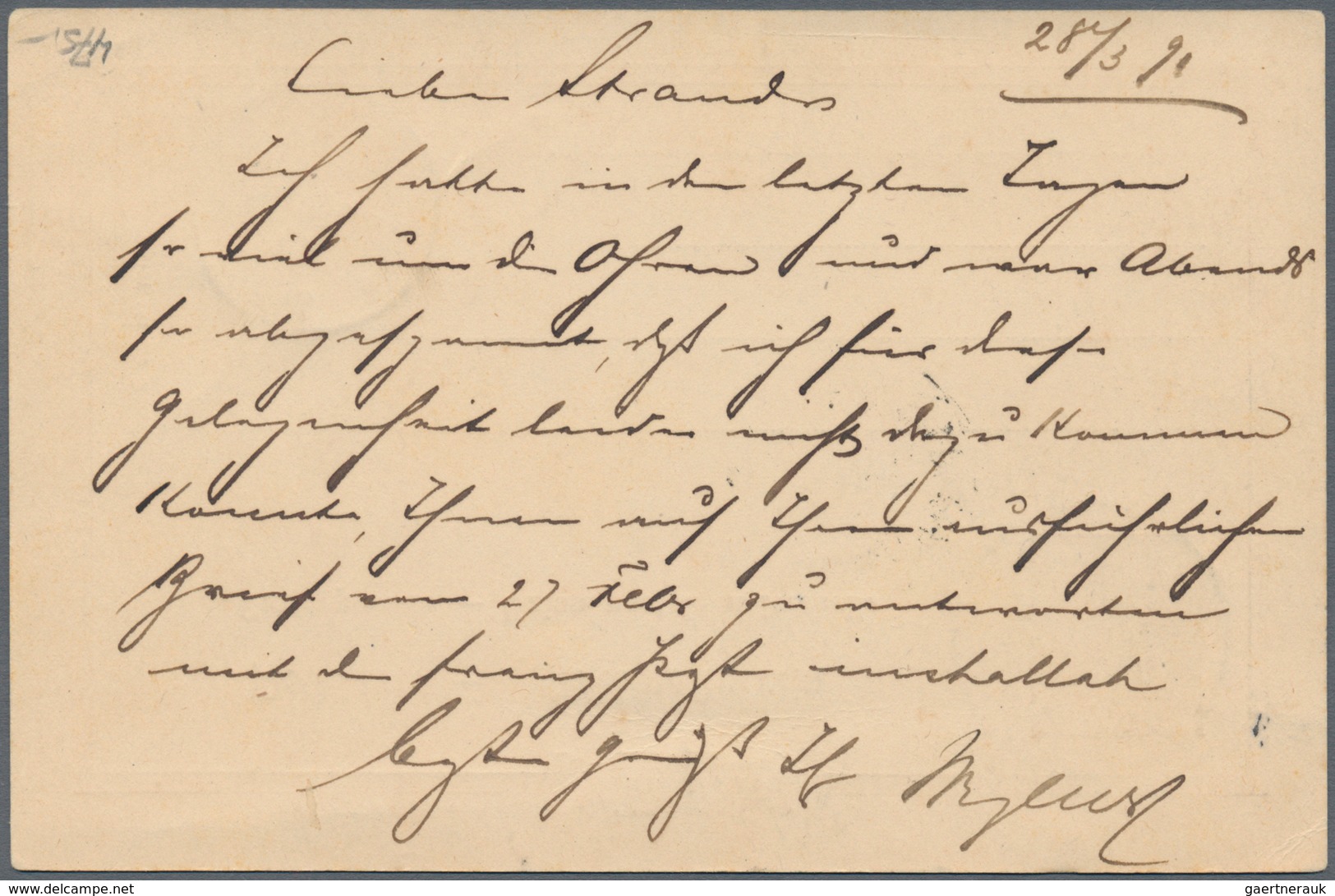 Deutsch-Ostafrika - Vorläufer: Zanzibar: 1891, Krone Adler 10 Pf. GA-Karte Bedarfsgebraucht "ZANZIBA - Deutsch-Ostafrika