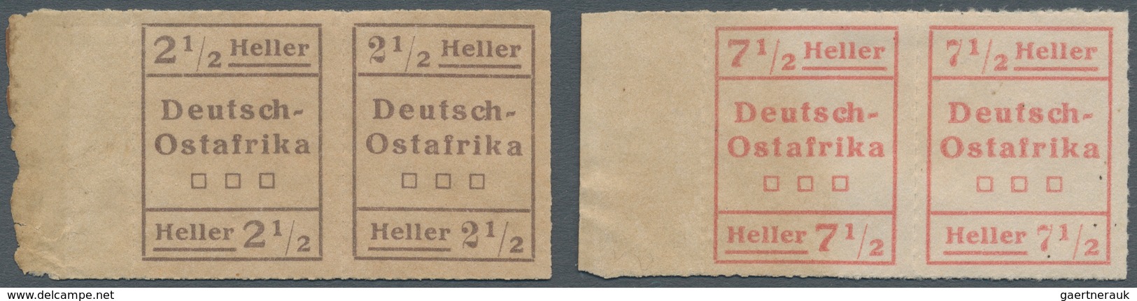 Deutsch-Ostafrika: WUGA: 1916, 2 1/2 H. Schwärzlichbraun Und 7 1/2 H. Rot Jeweils Beide Typen Im Waa - Deutsch-Ostafrika