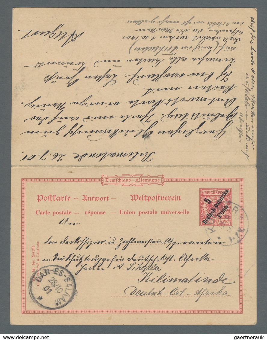 Deutsch-Ostafrika - Ganzsachen: 1901, In Beide Richtungen Gelaufene Und Zusammenhängende Doppelkarte - German East Africa