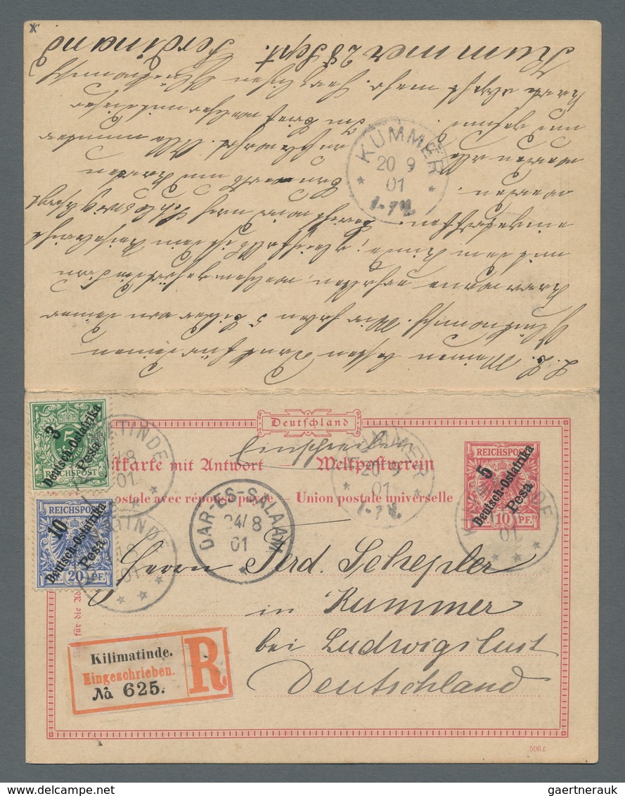 Deutsch-Ostafrika - Ganzsachen: 1901, In Beide Richtungen Gelaufene Und Zusammenhängende Doppelkarte - German East Africa