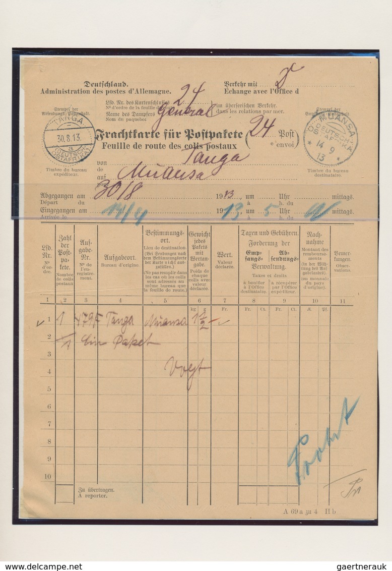 Deutsch-Ostafrika - Besonderheiten: 1913 (30.8.), Seltenes Formular "Frachtkarte Für Postpakete" Für - German East Africa