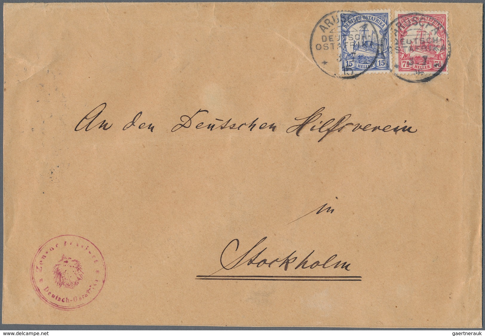 Deutsch-Ostafrika - Besonderheiten: 1915 (3.7.), 7 1/2 Und 15 Heller (kl. Eckmängel) Mit Stempel "AR - German East Africa