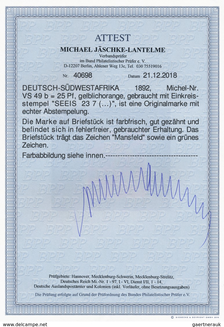 Deutsch-Südwestafrika - Vorläufer: 1895, 25 Pfg. Gelblichorange, Farbfrisch Und Gut Gezähnt, Auf Bri - Sud-Ouest Africain Allemand