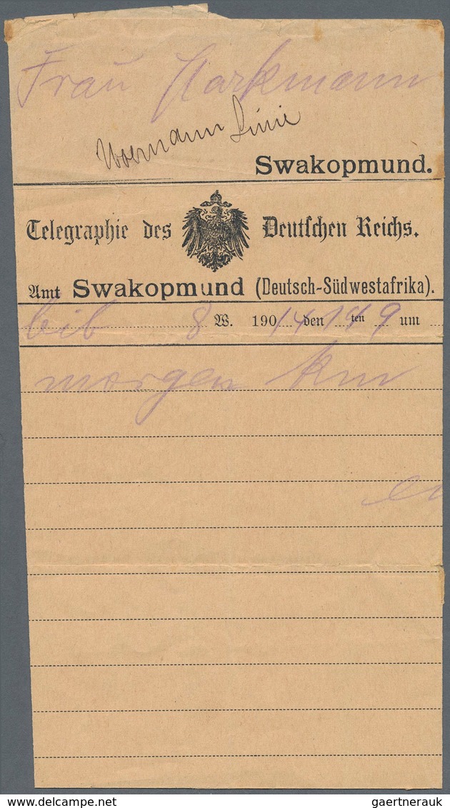 Deutsch-Südwestafrika: 1914 Telegraphie Des Deutschen Reiches Amt Swakopmund. Telegramm Aus Karibib - German South West Africa