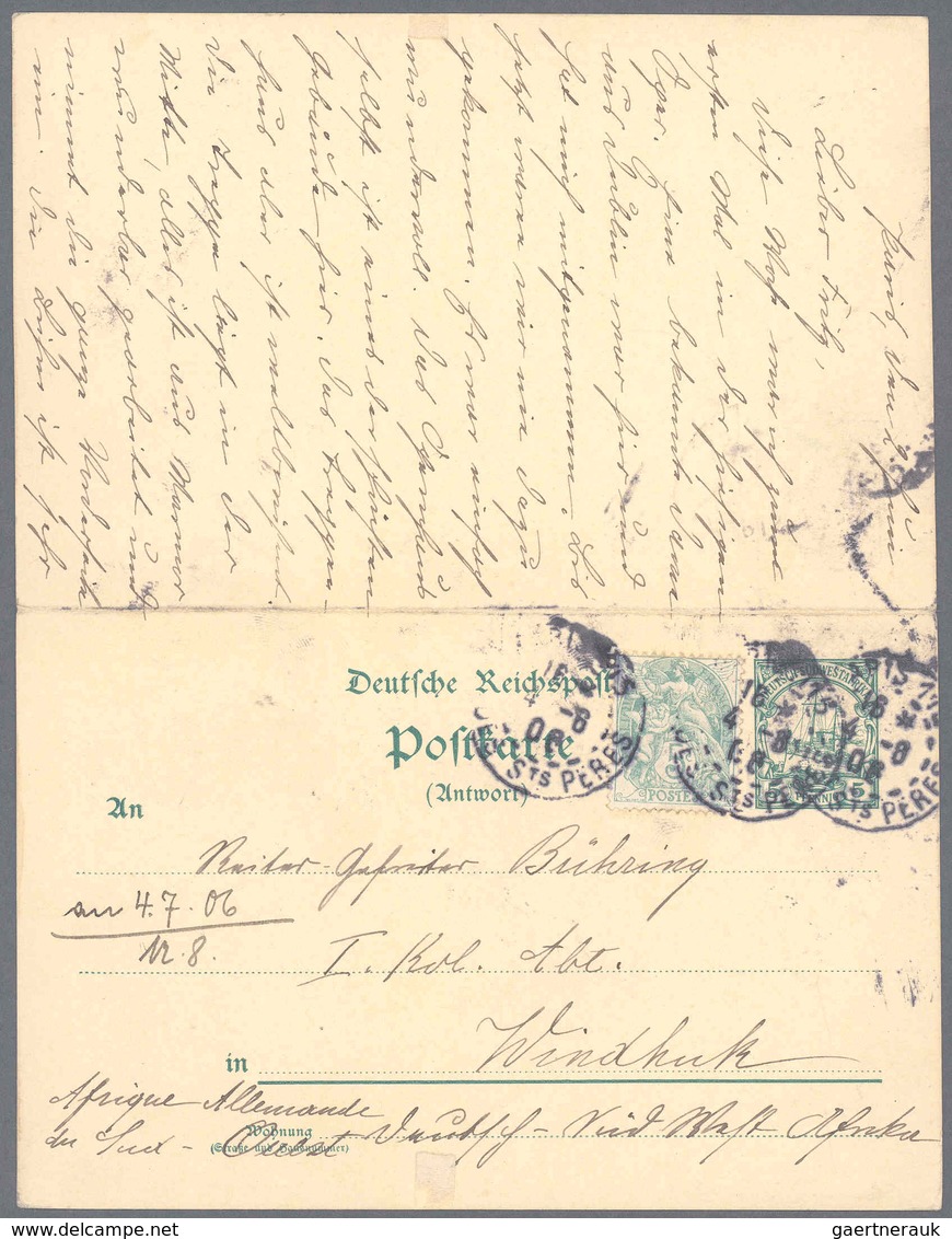 Deutsch-Südwestafrika - Ganzsachen: 1900, 5 Pf./5Pf. Zusammenhängende Frag- Und Antwortkarte, Bedarf - German South West Africa