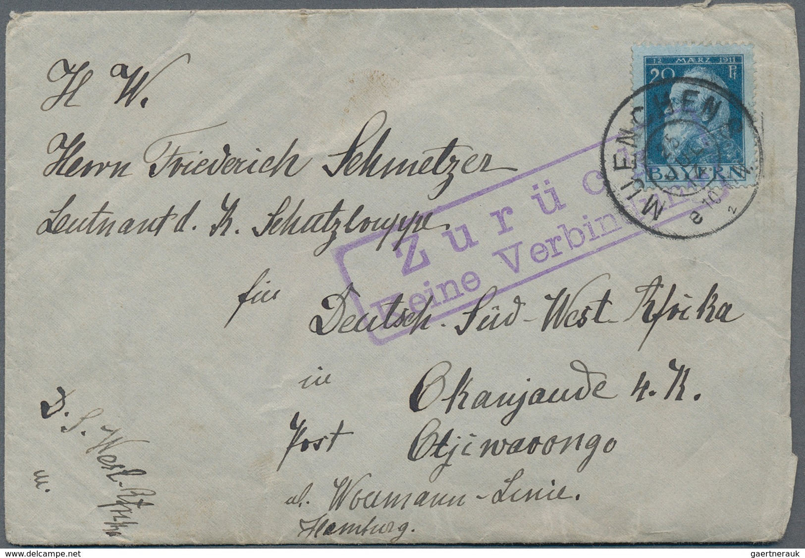 Deutsch-Südwestafrika - Besonderheiten: 1914, Brief Ab "MÜNCHEN 25.JUL.14", Adressiert Nach Ohanjand - Sud-Ouest Africain Allemand