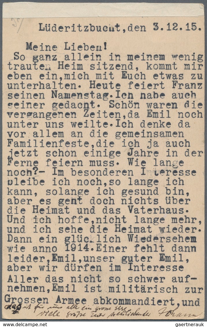 Deutsch-Südwestafrika - Besonderheiten: 1915, Uprated South African Stationery Card Sent From "LUDER - German South West Africa