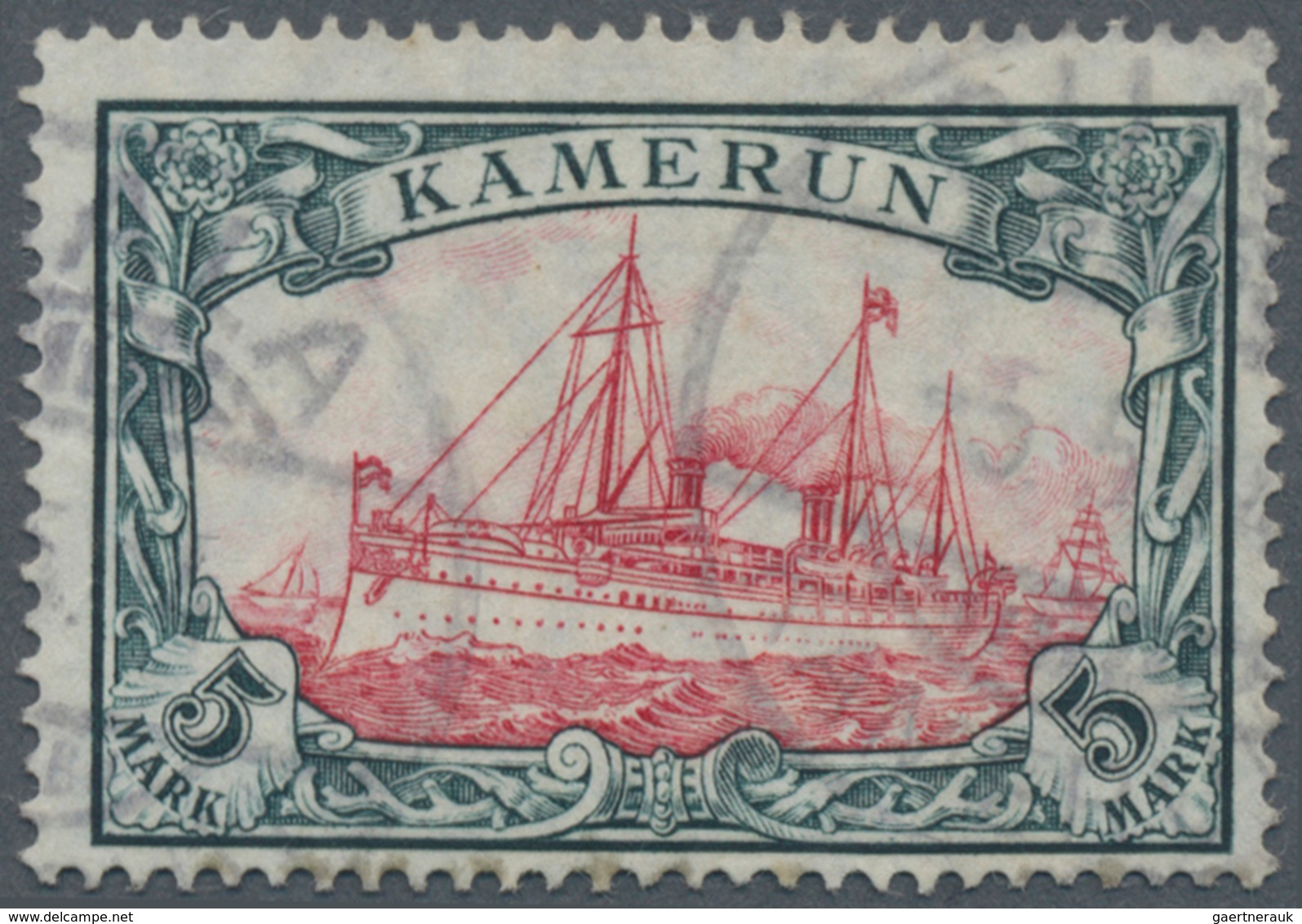 Deutsche Kolonien - Kamerun: 1913, 5 M. Kaiseryacht Im Friedensdruck Mit Wasserzeichen, Sauber Geste - Cameroun