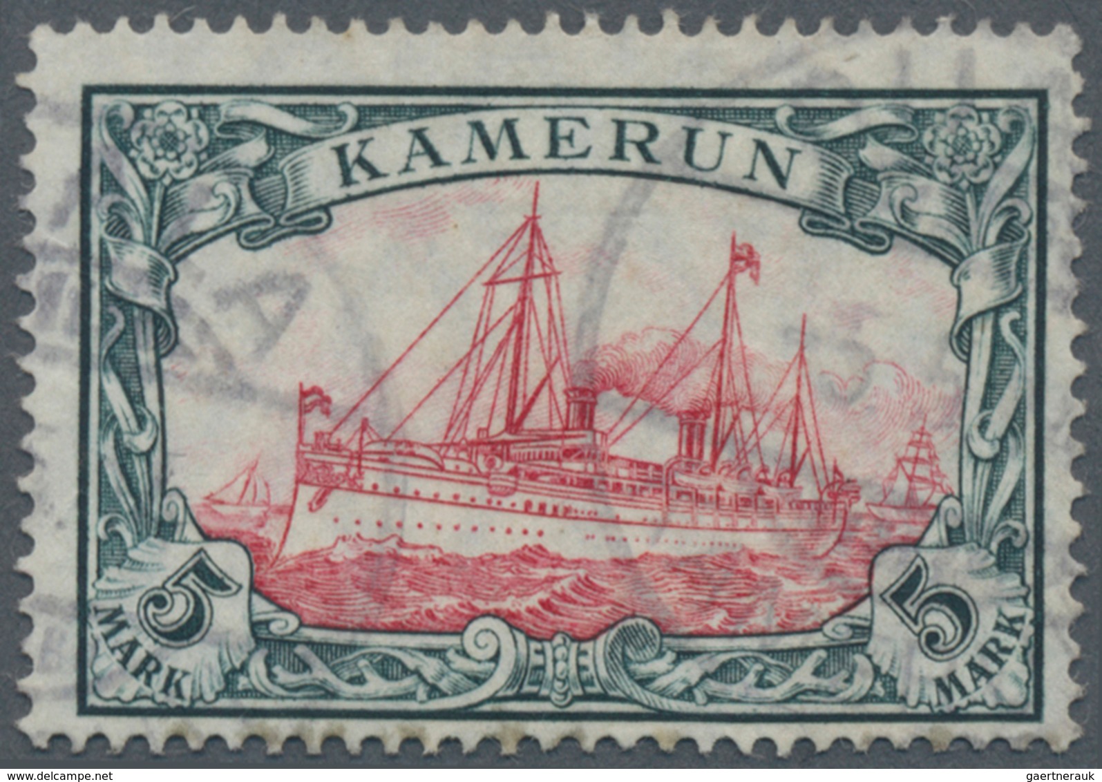 Deutsche Kolonien - Kamerun: 1913, 5 M. Kaiseryacht Im Friedensdruck Mit Wasserzeichen, Sauber Geste - Kamerun