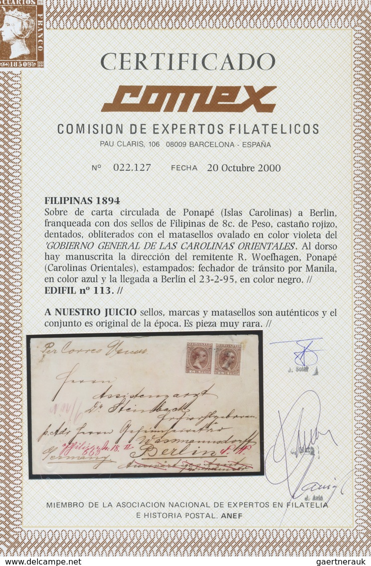 Deutsche Kolonien - Karolinen - Spanische Periode: 1894, Philippinen 8 Cs. König Alfons XIII. Rotbra - Other & Unclassified