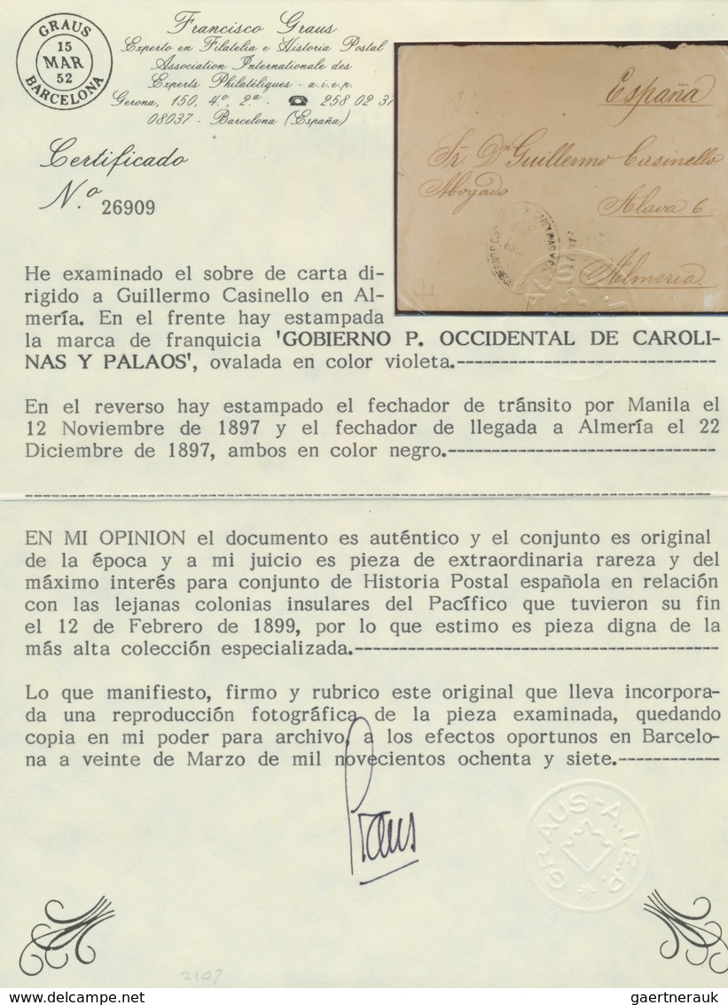 Deutsche Kolonien - Karolinen - Spanische Periode: PALAU-Inseln: 1897, "GOBIERNO P.OCCIDENTAL DE CAR - Autres & Non Classés