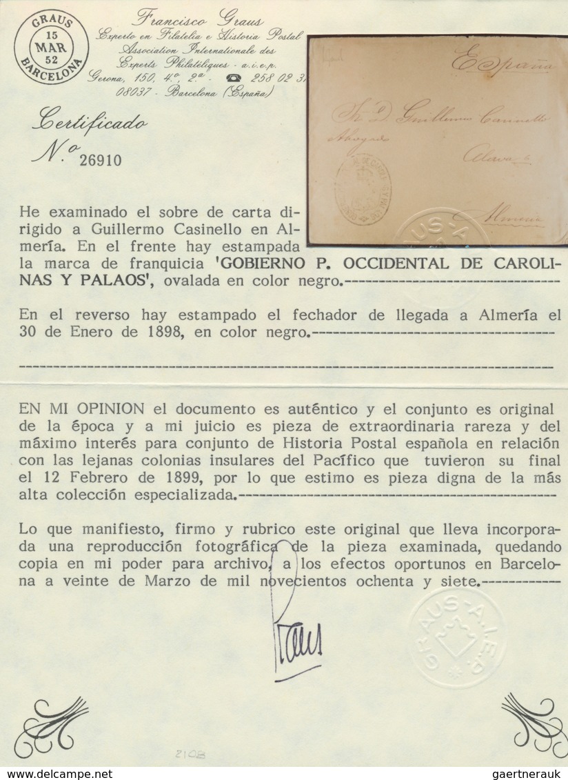 Deutsche Kolonien - Karolinen - Spanische Periode: PALAU-Inseln: 1898, "GOBIERNO P.OCCIDENTAL DE CAR - Other & Unclassified