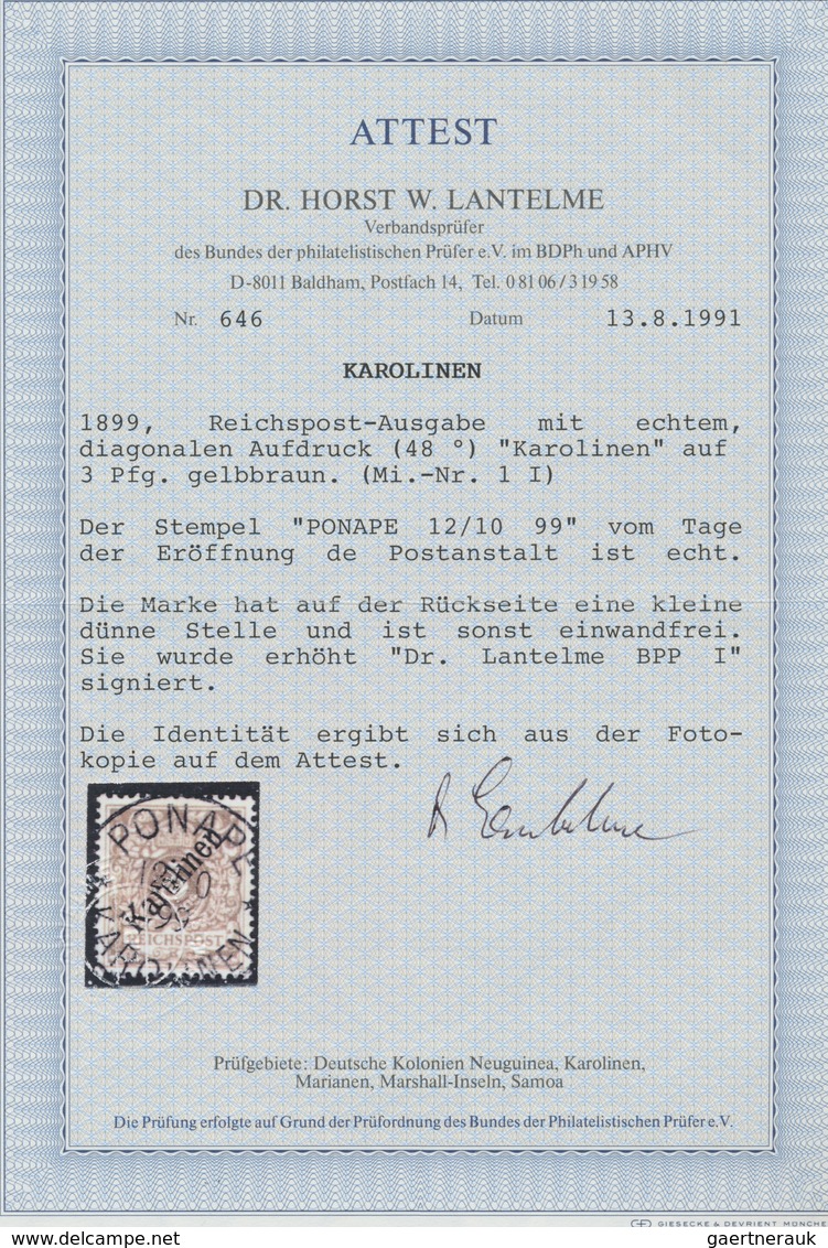 Deutsche Kolonien - Karolinen: 1899, 3 Pfg. Bis 50 Pfg. Mit Diagonalem Aufdruck, Kpl. Gestempelter S - Carolines