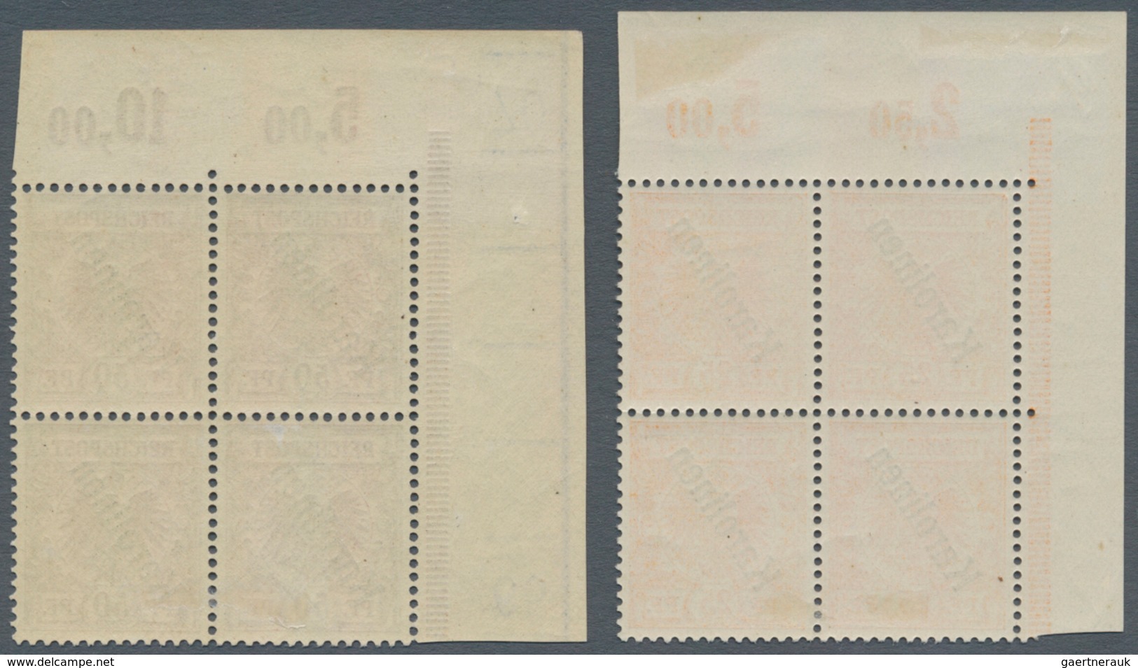 Deutsche Kolonien - Karolinen: 1899, 3 Pfg. Bis 50 Pfg. Mit Steilem Aufdruck, Kompletter Viererblock - Carolines