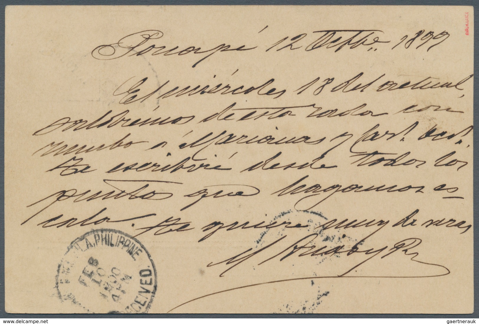 Deutsche Kolonien - Karolinen: 1899, 5 Pfg. Mit Diagonalem Aufdruck Mit übergehendem Stempel "PONAPE - Caroline Islands