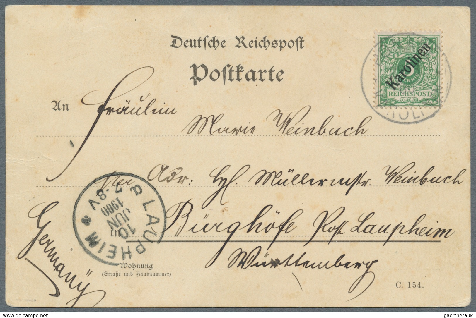 Deutsche Kolonien - Karolinen: 1899, 5 Pfg. Mit Diagonalem Aufdruck Mit Stempel "PONAPE KAROLINEN 29 - Caroline Islands