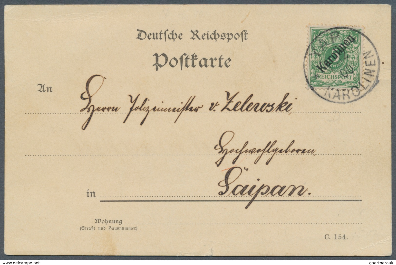 Deutsche Kolonien - Karolinen: 1899, 5 Pfg. Mit Diagonalem Aufdruck Mit Klarem Stempel "YAP KAROLINE - Carolines