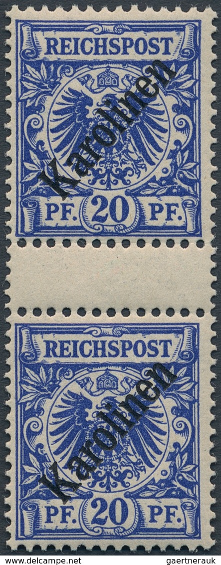 Deutsche Kolonien - Karolinen: 1899, 20 Pf. Krone/Adler Aufdruck Zwischenstegpaar Tadellos Postfrisc - Carolines