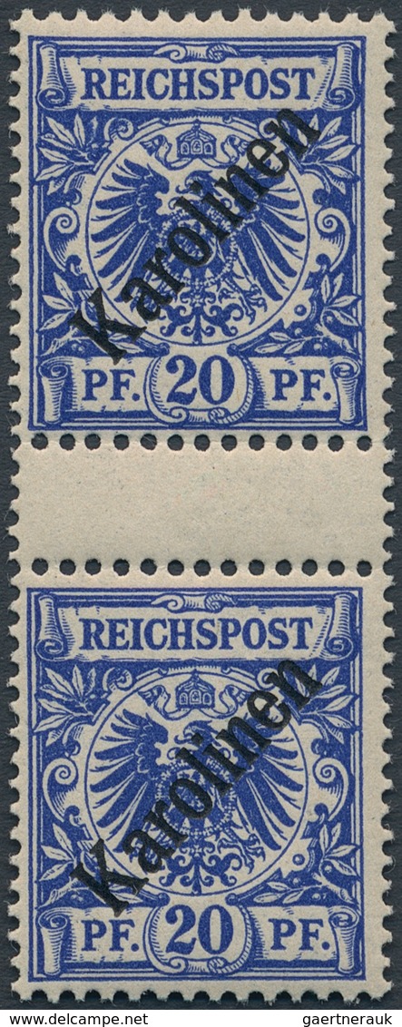 Deutsche Kolonien - Karolinen: 1899, 20 Pf. Krone/Adler Aufdruck Zwischenstegpaar Tadellos Postfrisc - Karolinen