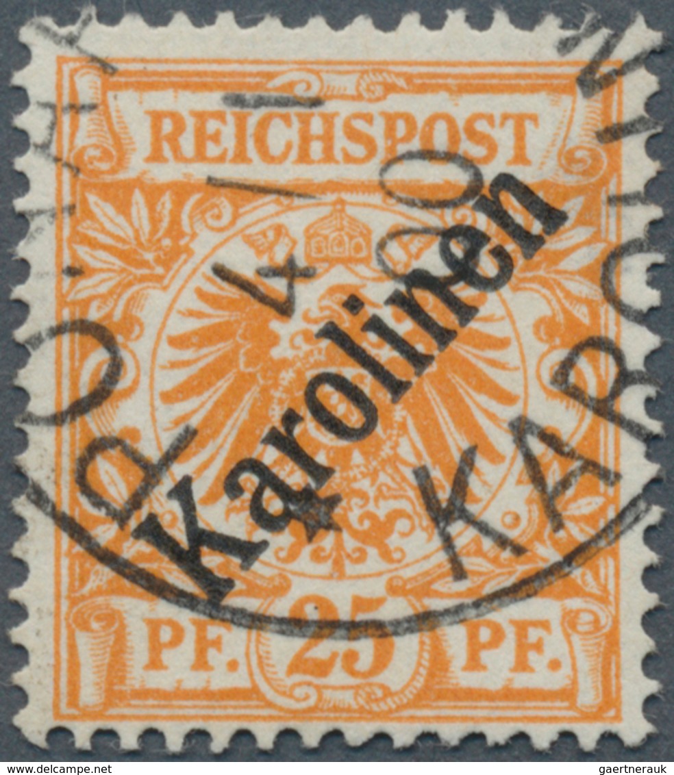 Deutsche Kolonien - Karolinen: 1900. 25 Pf Krone/Adler Aufdruck "Karolinen", Gestempelt "PONAP[E] 4/ - Carolines