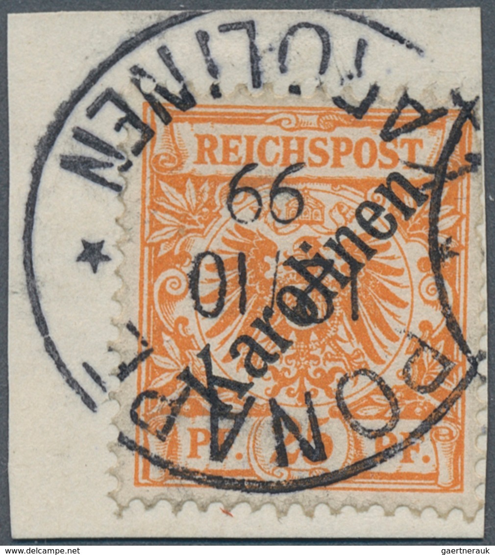 Deutsche Kolonien - Karolinen: 1899, 25 Pfg. Mit Diagonalem Aufdruck Auf Briefstück Mit übergehendem - Caroline Islands