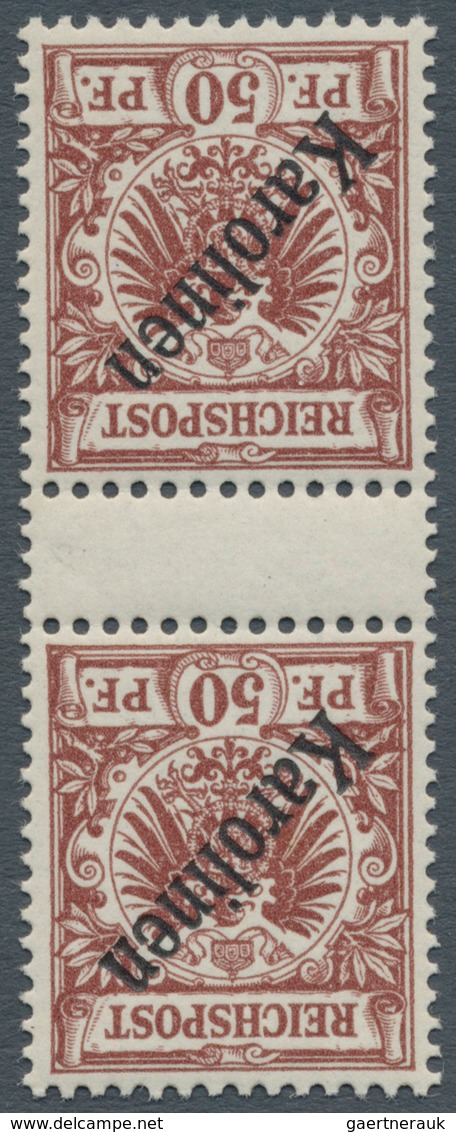 Deutsche Kolonien - Karolinen: 1899, 50 Pfg. Mit Diagonalem Aufdruck Im Senkrechten Zwischenstegpaar - Karolinen