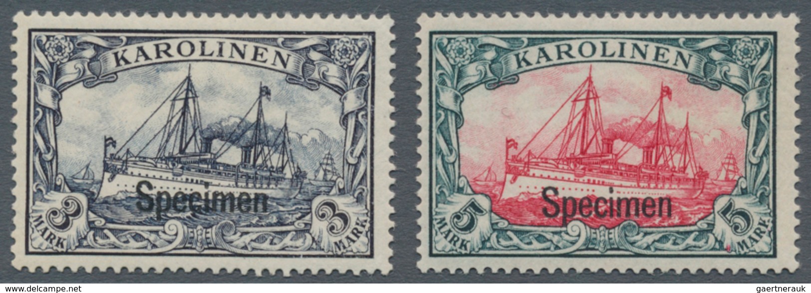 Deutsche Kolonien - Karolinen: 1900, 3 Pfg. Bis 5 M. Kaiseryacht Mit Aufdruck "Specimen", Kompletter - Caroline Islands