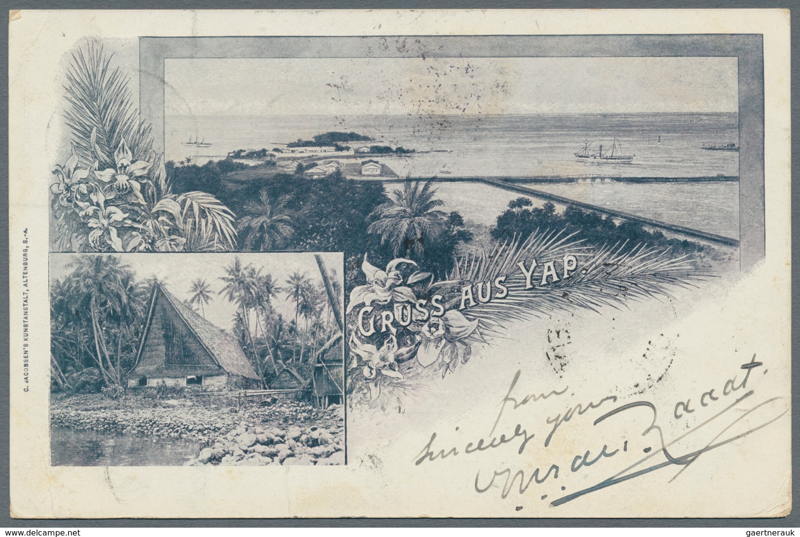 Deutsche Kolonien - Karolinen: 1900, 10 Pfg. Kaiseryacht Mit Stempel "YAP KAROLINEN 30.3.03" Auf Ans - Caroline Islands