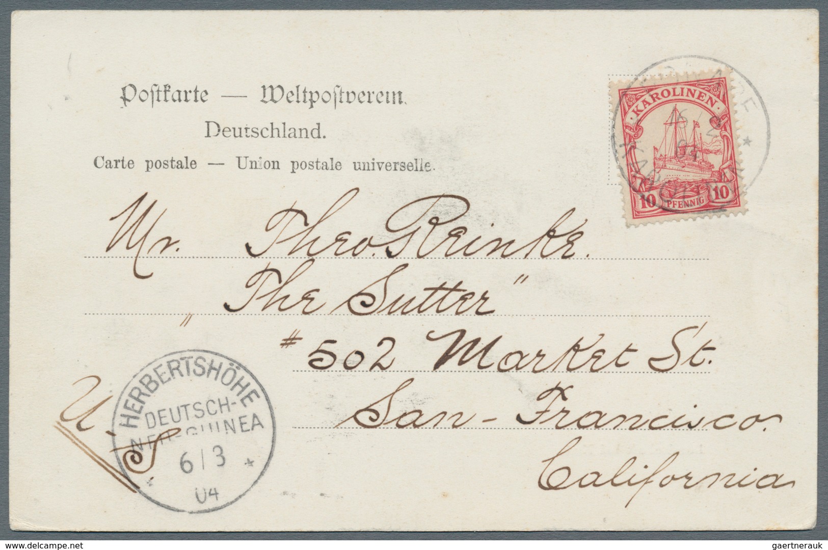 Deutsche Kolonien - Karolinen: 1900, 10 Pfg. Kaiseryacht Mit Stempel "PONAPE KAROLINEN 16.2.04" Auf - Caroline Islands