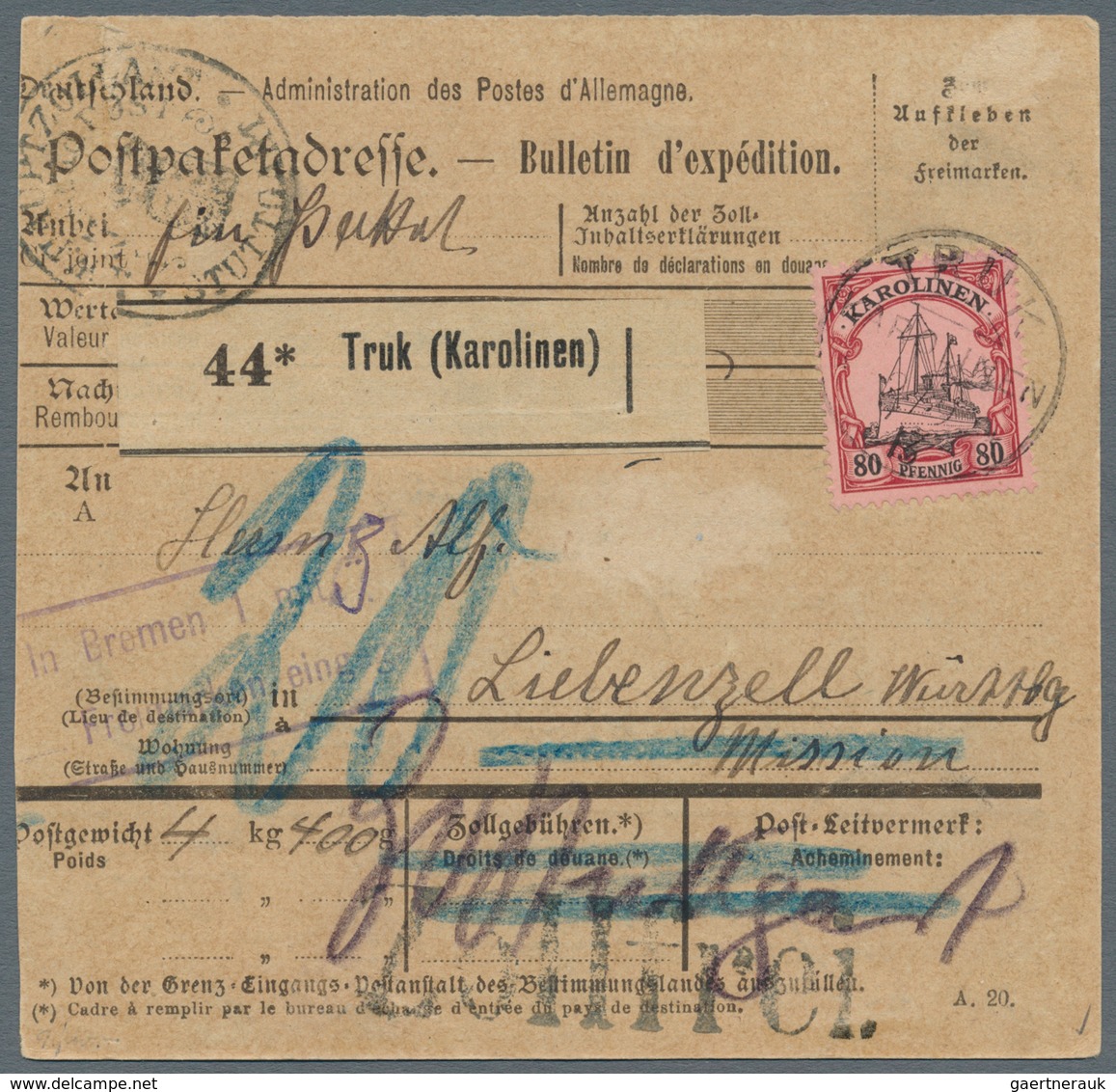 Deutsche Kolonien - Karolinen: 1900, 80 Pfg. Kaiseryacht Im Senkrechten Paar Und Einzelwert Vorder- - Karolinen