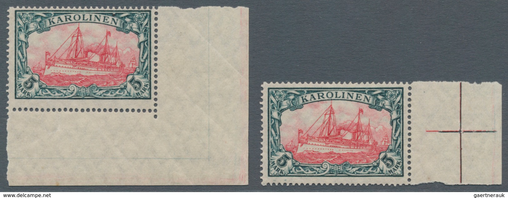 Deutsche Kolonien - Karolinen: 1915, 5 M. Kaiseryacht Mit Wasserzeichen, Kriegsdruck Mit 25:17 Zähnu - Caroline Islands
