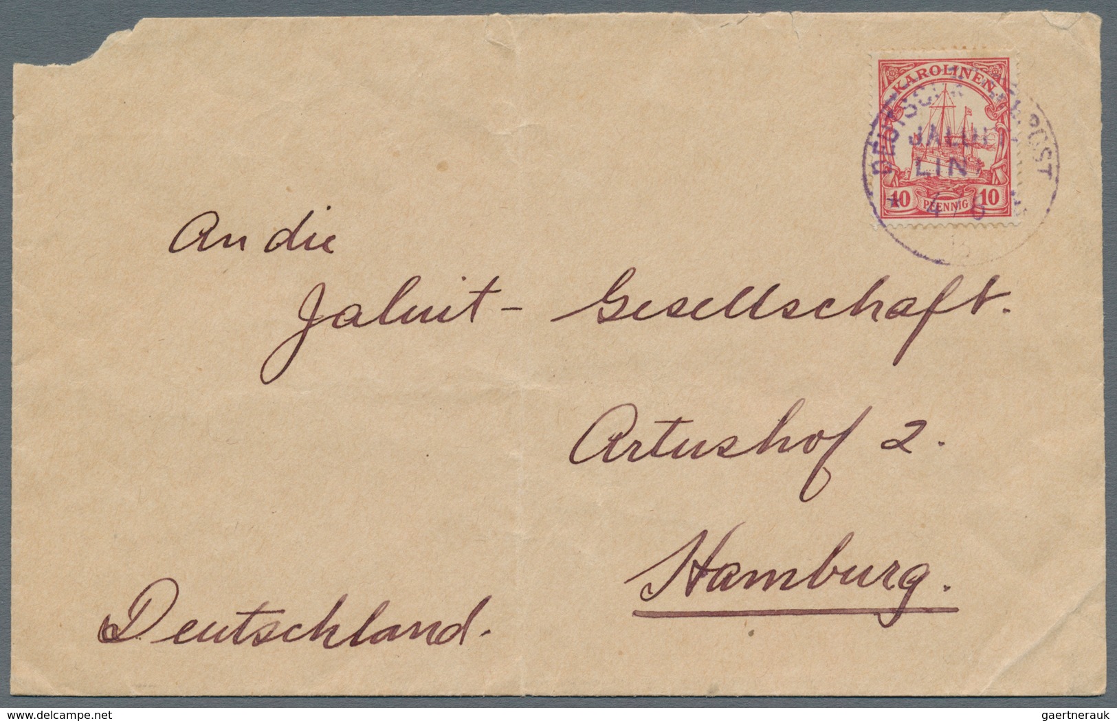 Deutsche Kolonien - Karolinen - Schiffspost: "DSP JALUIT-LINIE *b 4.6.13" (D. Germania), Recht Klar - Other & Unclassified