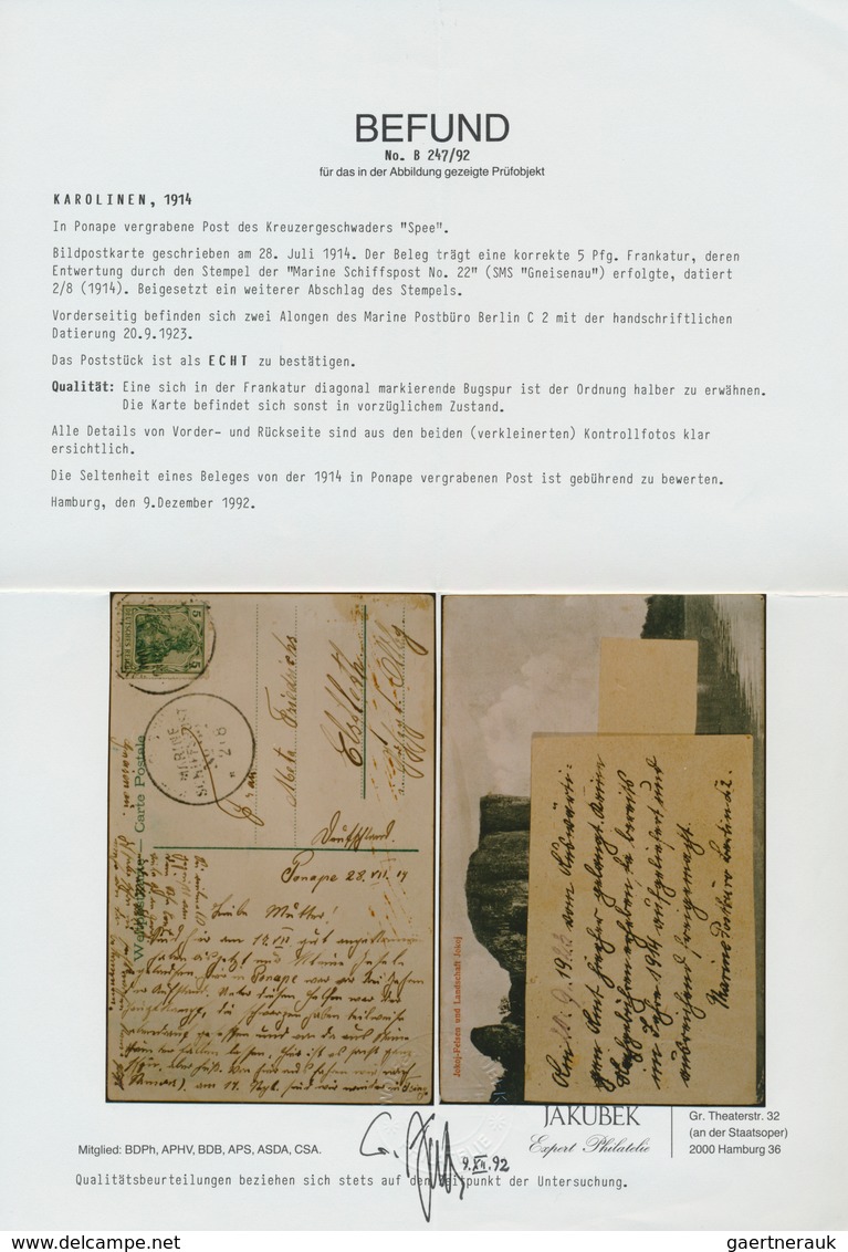 Deutsche Kolonien - Karolinen - Schiffspost: Vergrabene Post Des Kreuzergeschwaders Spee: 1914, 5 Pf - Sonstige & Ohne Zuordnung